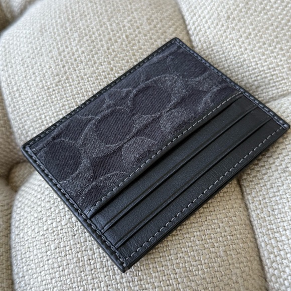 Black Coach Denim Card Case - Picture 4 of 4